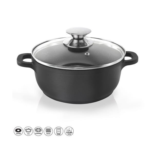 Pfluon Granit тенджера с незалепващо покритие и стъклен капак , ⌀ 24 cm Grande - Orion-image-3