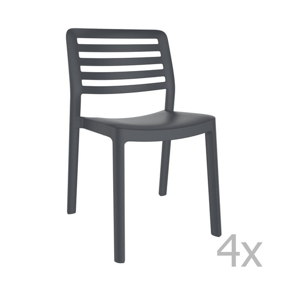 Комплект от 4 тъмно сиви градински стола Wind - Resol