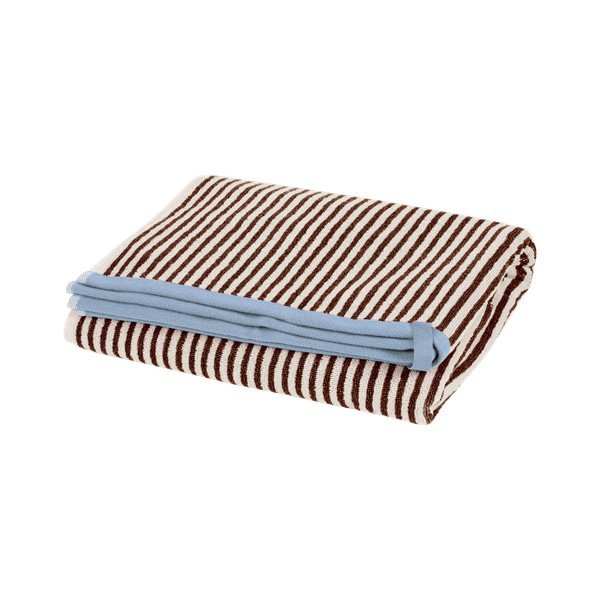 Кафява/кремава памучна хавлиена кърпа от тери 70x140 cm Gobo – noo.ma