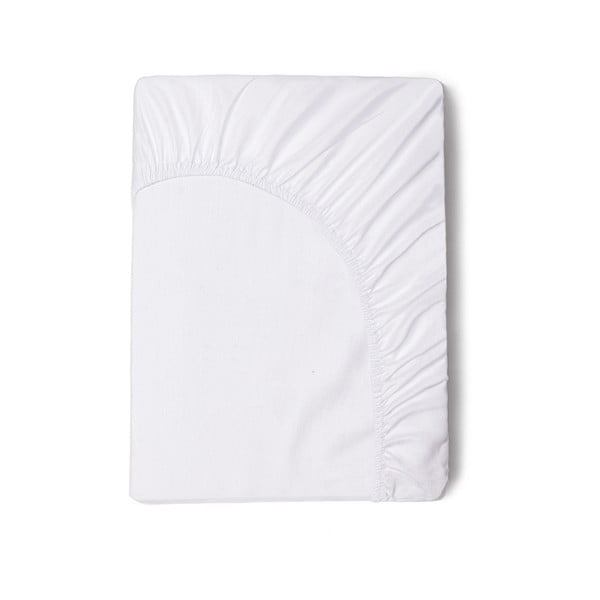 Бял чаршаф от еластичен памучен сатен , 140 x 200 cm - HIP