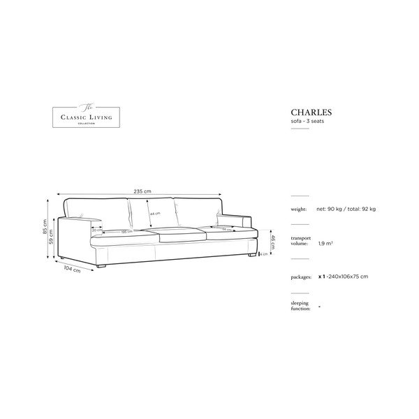 Světle růžová pohovka Windsor & Co Sofas Daphne, 235 cm-image-1