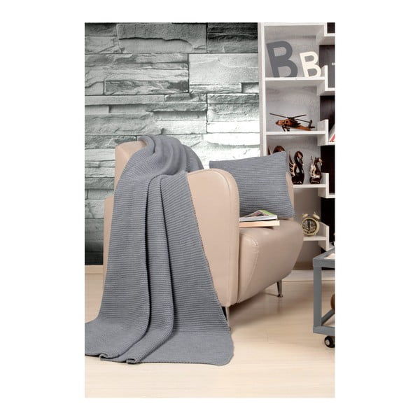 Комплект одеяло и възглавница от сиво трико Комплект одеяло от трико Hanzade - Kate Louise