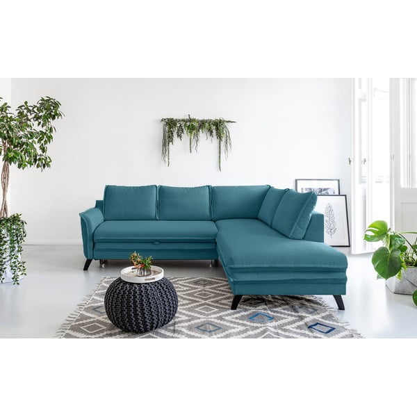 Тюркоазен ъглов разтегателен диван десен ъгъл Charming Charlie - Miuform-image-1
