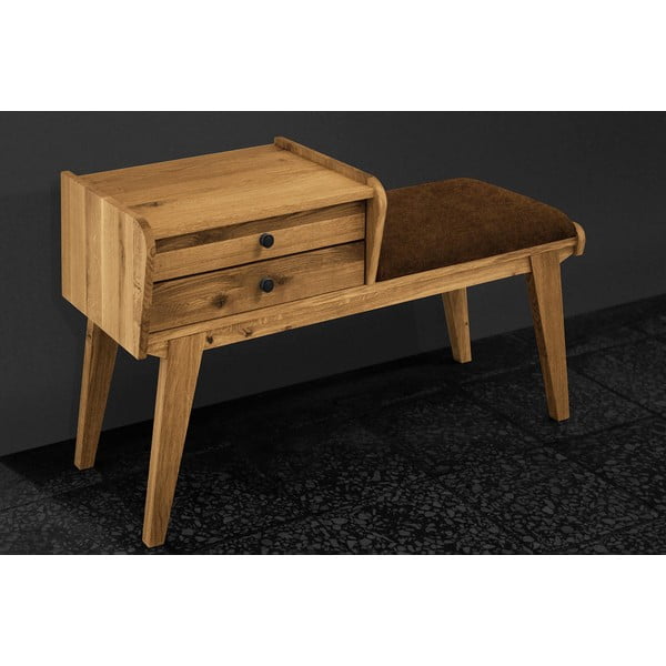 Пейка с чекмеджета от дъбова дървесина с оранжева седалка Retro - The Beds-image-3