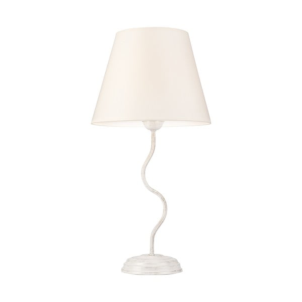 Бяла настолна лампа с текстилен абажур, височина 52 cm Fabrizio - LAMKUR