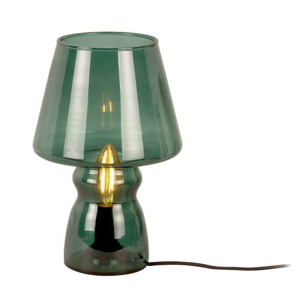 Тъмнозелена стъклена настолна лампа Стъкло, височина 25 cm - Leitmotiv