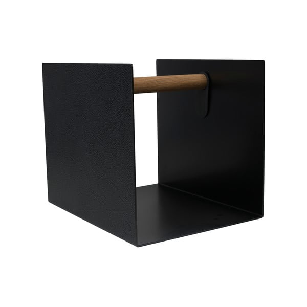 Декоративна метална кутия за съхранение от еко кожа в черен и антрацитен цвят 32x38x31 cm Hippo – LIND DNA