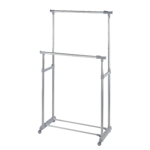 Сив метален телескопичен подвижен стелаж за дрехи Twin - Wenko-image-2
