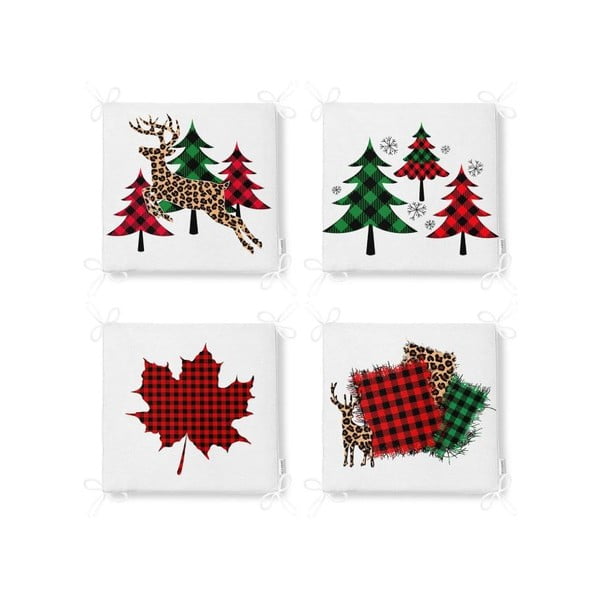 Възглавници за сядане в комплект от 4 бр. с коледни мотиви 40x40 cm Tartan – Mila Home