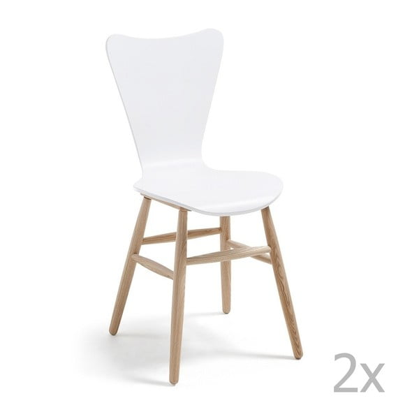 Sada 2 bílých jídelních židlí La Forma Talic