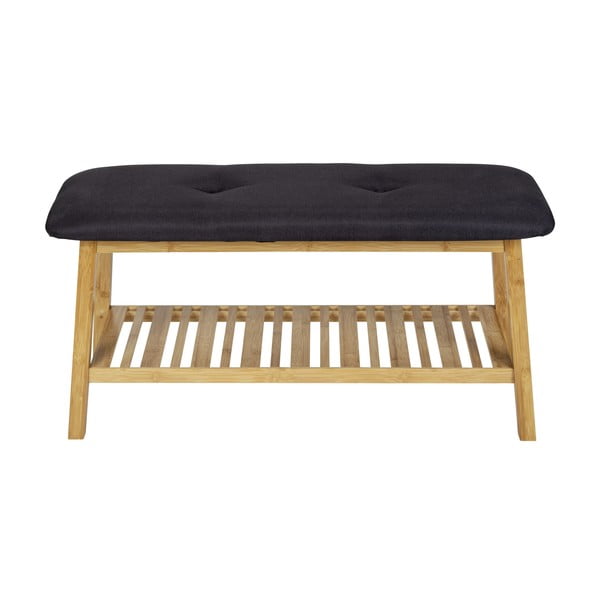 Черен/естествен бамбуков стелаж за обувки с пейка Ecori - Wenko-image-3