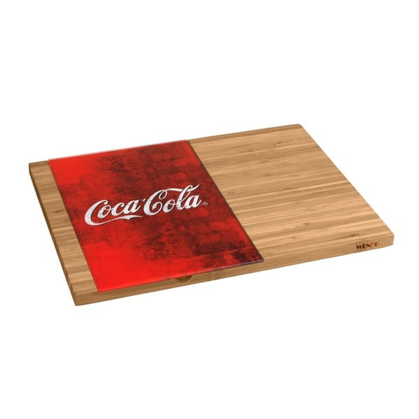 Бамбукова дъска за рязане с червена стъклена част Coca-Cola World - Wenko