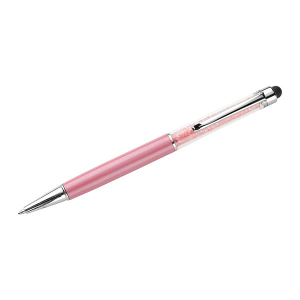 Розова писалка със стилус и кристали Touch - Swarovski Elements Crystals
