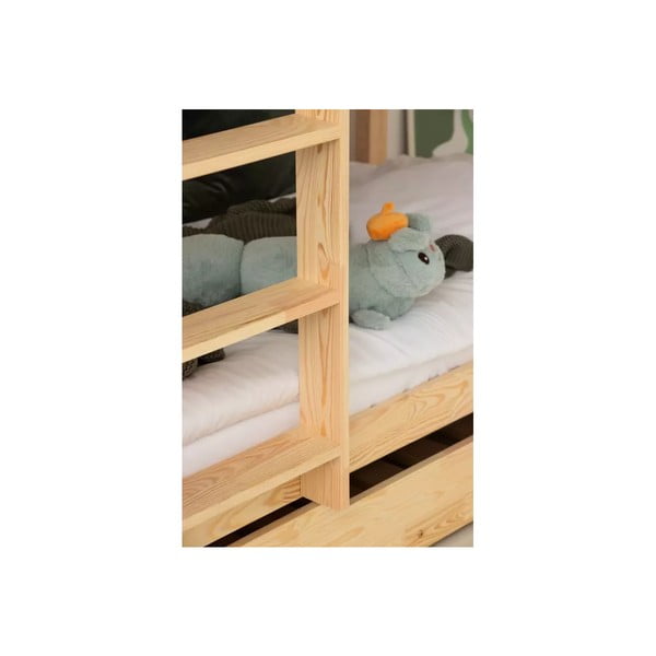 Детско двуетажно разтегателно легло с място за съхранение с включена подматрачна рамка в естествен цвят 90x180 cm CLPBN – Adeko-image-2