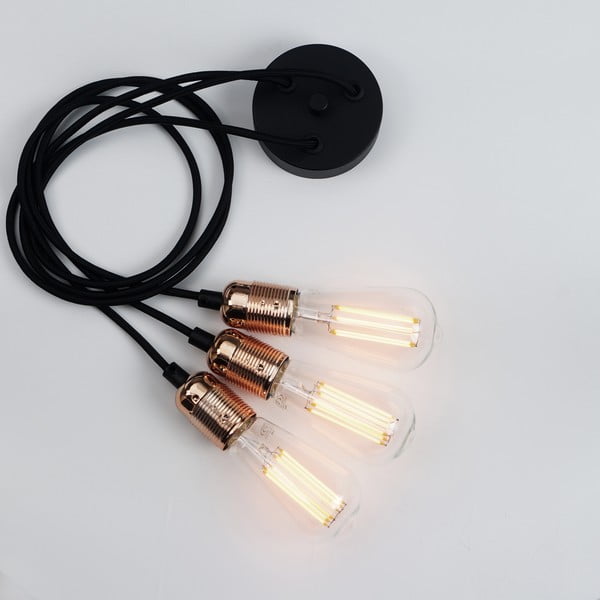 Черен медальон с три рамена и детайли в цвят на мед Uno - Sotto Luce-image-4