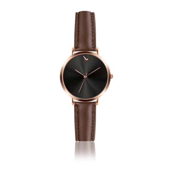 Dámské hodinky s hnědým páskem z pravé kůže Emily Westwood Mosaz