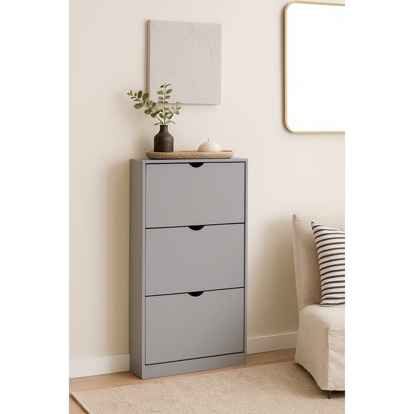 Сива накланяща се стойка за обувки 60x118x24 cm Stelo – Bonami Essentials-image-4