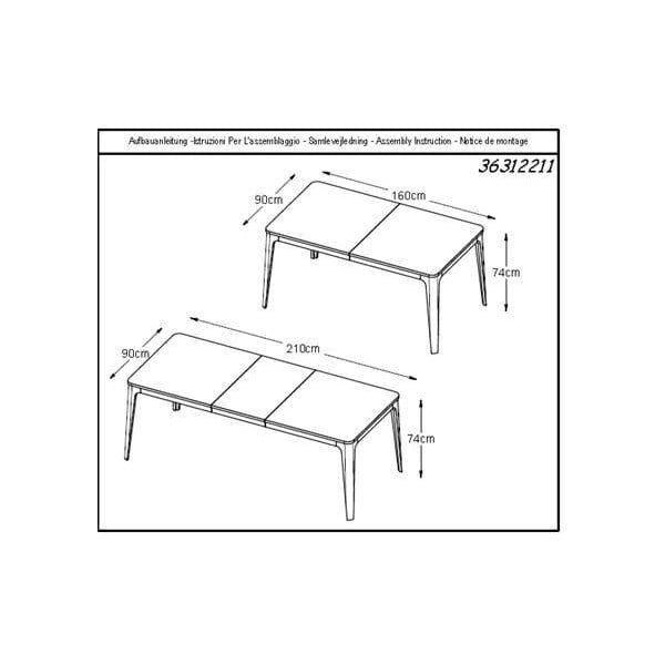 Разтегателна маса за хранене от бял дъб , 160 x 90 cm Amalfi - Unique Furniture-image-3