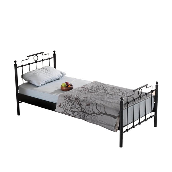 Черно метално единично легло с решетка 90x200 cm Hatkus - Kalune Design-image-2
