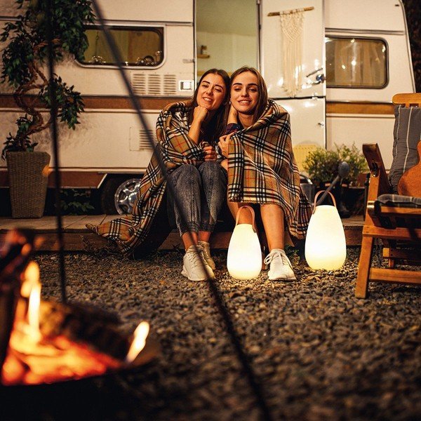 LED настолна лампа в бяло и кафяво  (височина 26 cm) Ruby – Fischer & Honsel-image-1