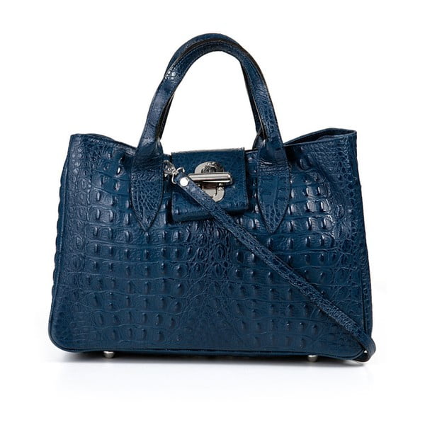 Modrá kožená kabelka Pitti Bags Bergamo