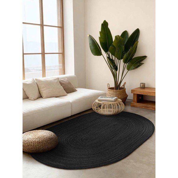 Черен двустранен ръчно изработен ютен килим 160x230 cm Braided – Hanse Home-image-1