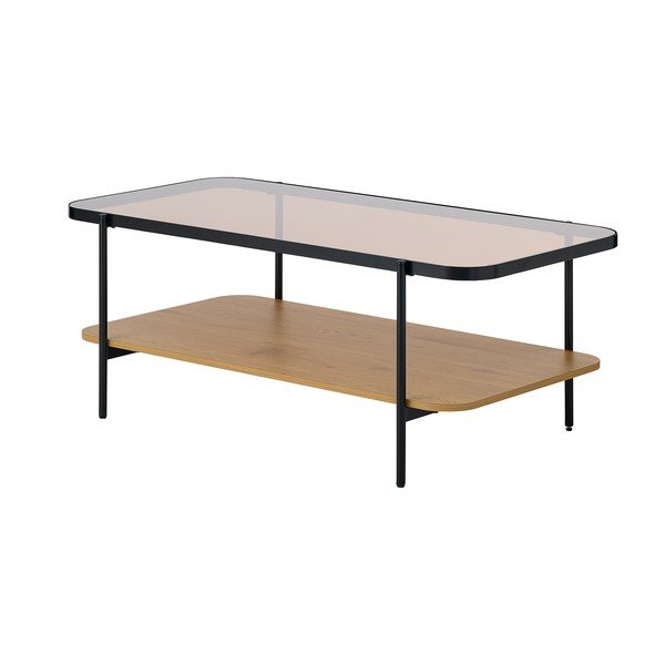 Масичка за кафе със стъклен плот в естествен цвят 60x120 cm Hassel – Unique Furniture