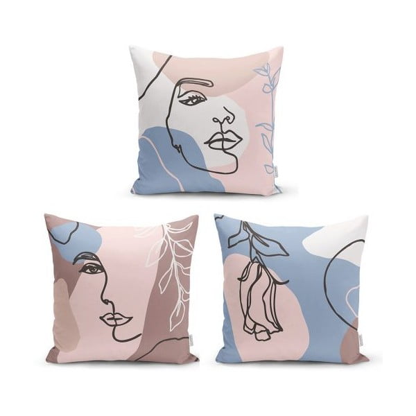 Комплект от 3 декоративни калъфки за възглавници Минималистична жена, 45 x 45 cm - Minimalist Cushion Covers