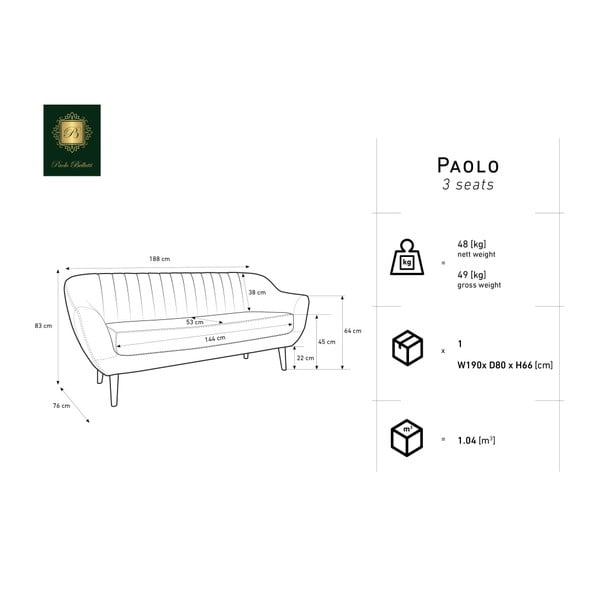 Zelená třímístná pohovka Mazzini Sofas Benito-image-3