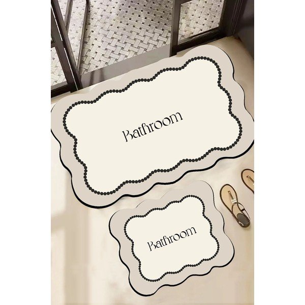 Кремави килими за баня в комплект 2 бр. 60x100 cm Bounde – Foutastic-image-1