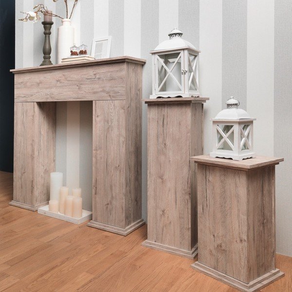 Dekorativní krbová římsa s úložným prostorem v dekoru světlého dubu 13Casa Fireplace-image-1