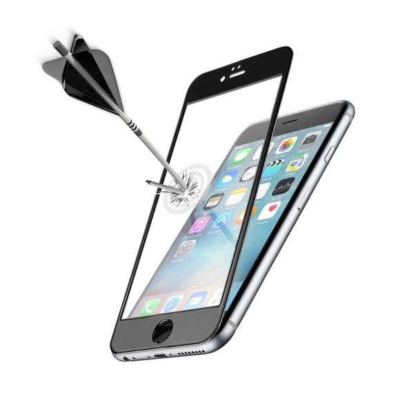 Černé ochranné tvrzené sklo pro celý displej CellularLine CAPSULE pro Apple iPhone 6 Plus