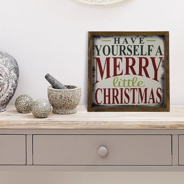 Картина в рамка от борова дървесина Малка Коледа, 34 x 34 cm - Unknown