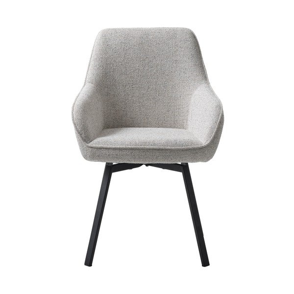 Светлосив тапициран трапезен стол с подлакътници Alma – Unique Furniture-image-2