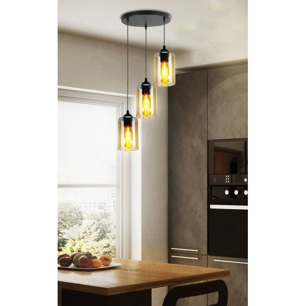 Черно висящо осветително тяло със стъклен абажур Bistro - Candellux Lighting-image-1