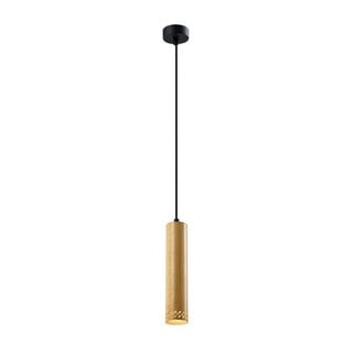 Черна висяща лампа с дървен абажур ø 7 cm Tubo - Candellux Lighting