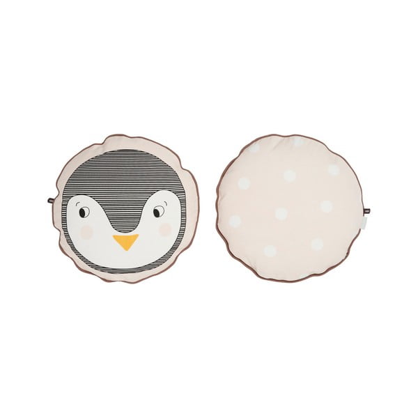 Бебешка възглавница от органичен памук Пингвин, ⌀ 40 cm - OYOY