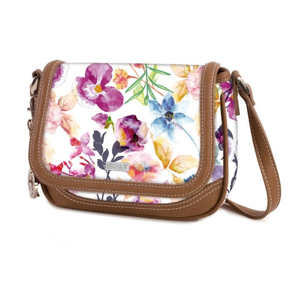 Bílá kabelka s barevnými květy SKPA-T, 20 x 15 cm