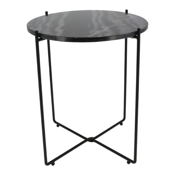 Černý odkládací stolek s mramorovou deskou Compactor Agneta