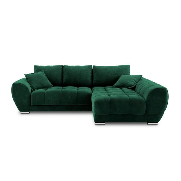 Светлозелен разтегателен диван с кадифена тапицерия , десен ъгъл Nuage - Windsor & Co Sofas