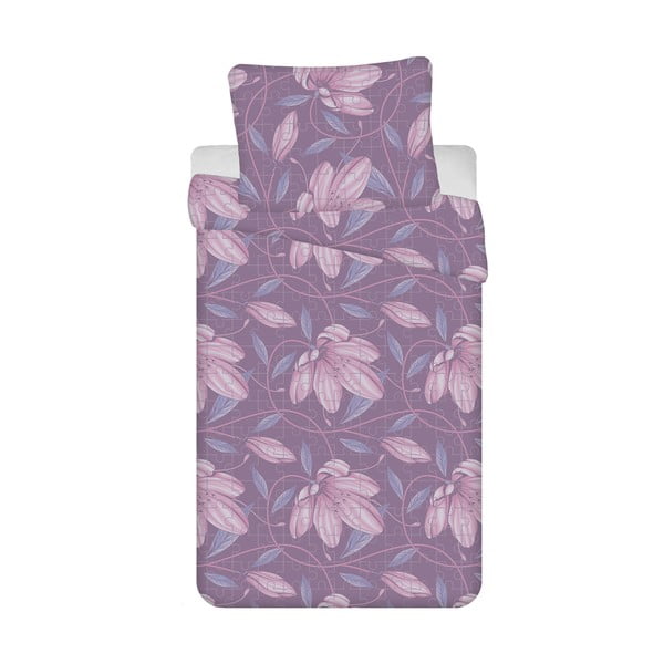 Лилаво крепирано спално бельо за единично легло 140x200 cm Orona - Jerry Fabrics