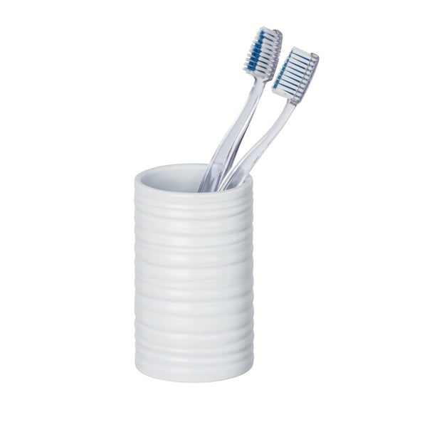 Бяла керамична чаша за четки за зъби Mila - Wenko