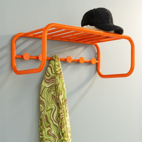 Оранжева метална стенна закачалка с рафт 72 cm Retro – Spinder Design-image-1