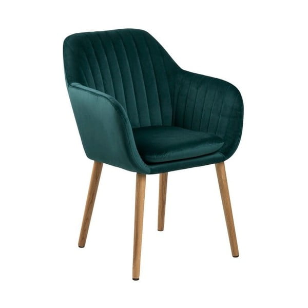 Зелен трапезен стол с дървена основа Emilia - Bonami Essentials