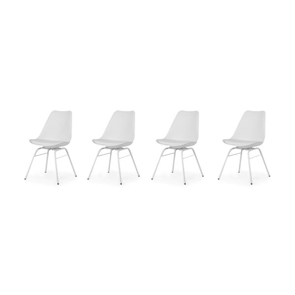 Комплект от 4 бели трапезни стола Brad - Tenzo