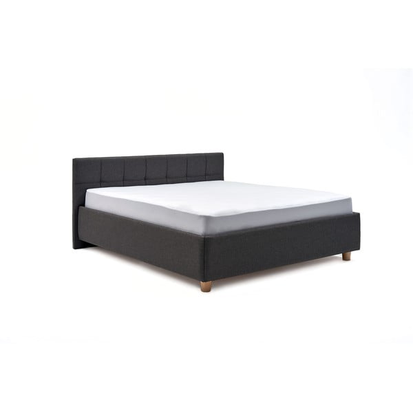 Тъмносиво двойно легло с решетка и място за съхранение Leda, 160 x 200 cm - ProSpánek