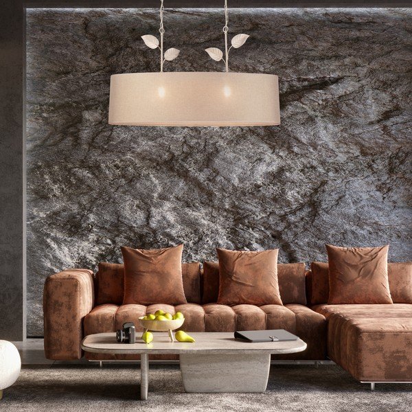 Висяща лампа в златист цвят с текстилен абажур Noemi - LAMKUR-image-1