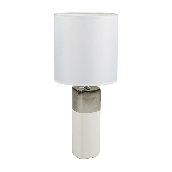 Bílá stolní lampa  se základnou ve stříbrné barvě Santiago Pons Reeba,  ⌀ 24 cm