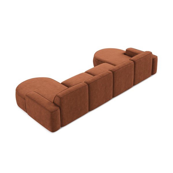 Теракотен шенилов ъглов диван (U форма) Omao – Makamii-image-3