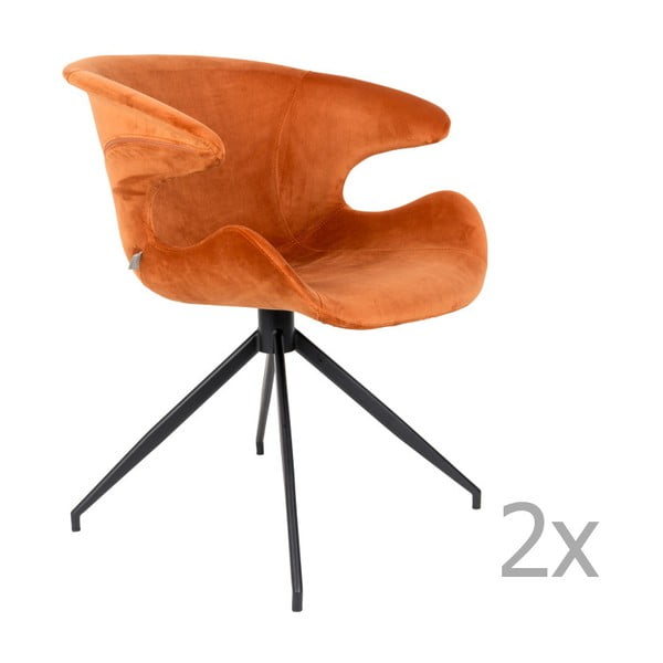 Комплект от 2 оранжеви стола с подлакътници Mia - Zuiver